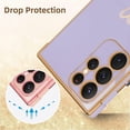 thumbnail image 5 of Compatible with Samsung Galaxy S24 Ultra 5G Case for Women Cute Luxury Love Heart Pattern Design Full Camera Protection Soft TPU Reinforced Corners Protective Plating Edge Phone Case, Purple, 5 of 12