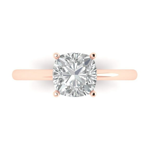 Solitaire Engagement Ring for Women - 2ct White Sapphire in 14K Rose Gold Promise Ring