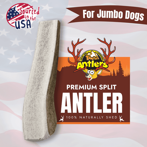 Tibetan Split Antler Dog Chew, All Natural and Long lasting Premium Elk Antlers Dog Chews for Jumbo or Big sized Dogs