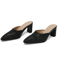 thumbnail image 6 of Mostsola Heel Mules for Women Mules Glitter Slip on Closed Pointed Toe Backless Loafers, 6 of 9