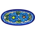 thumbnail image 2 of Polish Pottery 6½-inch Condiment Dish (Bold Blue Poppies Theme) Signature UNIKAT Hand Painted in Boleslawiec, Poland + Certificate of Authenticity, 2 of 6