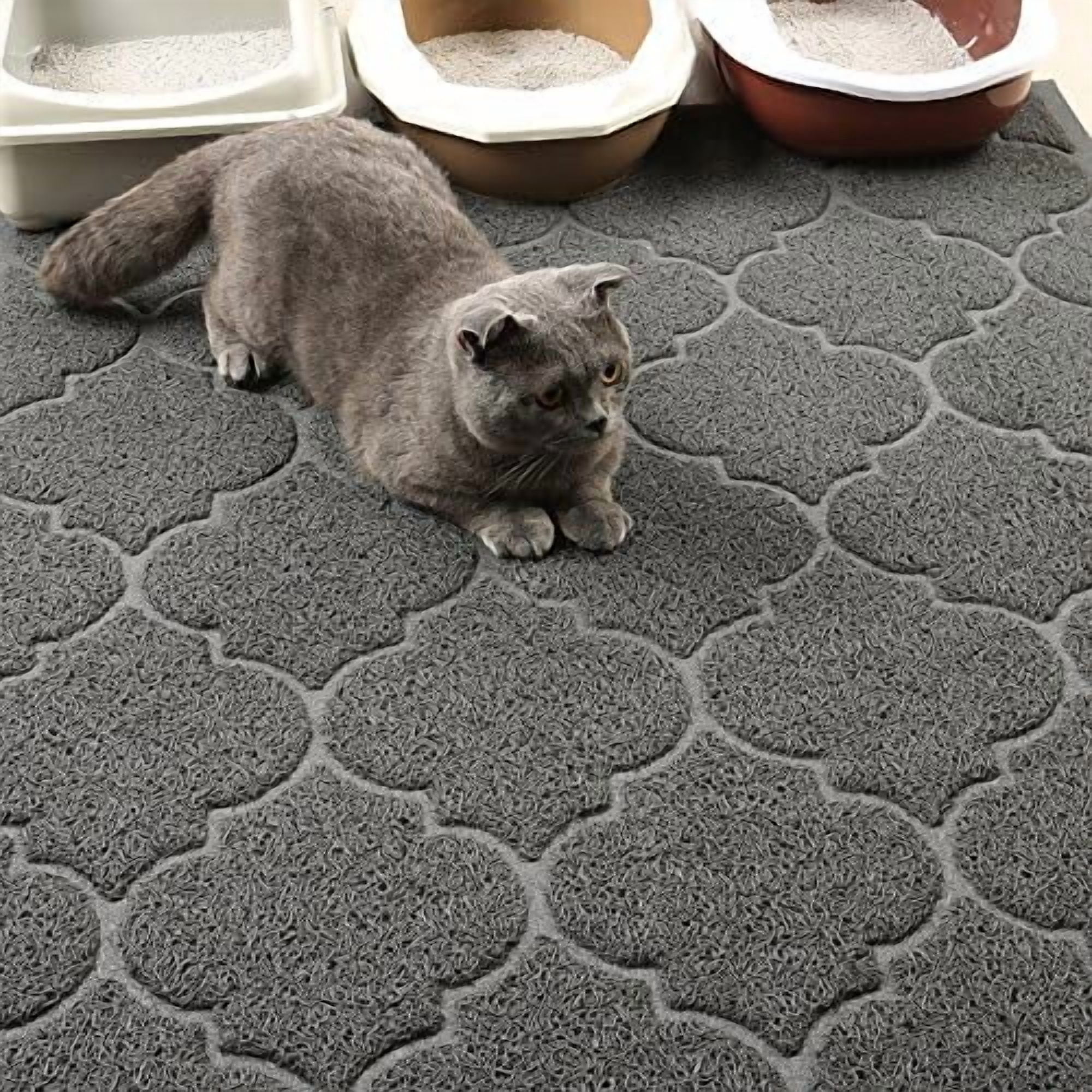 LittleTiger Cat Litter Mat, XL Super Size, Phthalate Free, Easy to Clean, 46x35 Inches, Durable, Soft on Paws, Large Litter Mat. Black