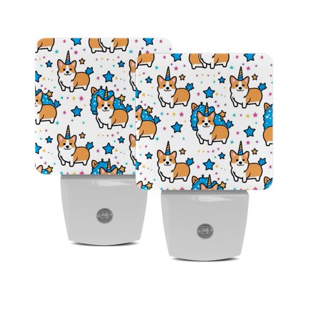 

Night Lights Plug Into Wall [2 Pack] Night Light for Kids LED Nightlight with Dusk to Dawn Sensor for Bathroom Decor Children Room Cartoon Animal Corgi Unicorn