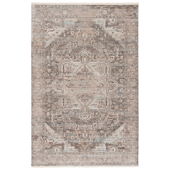 SAFAVIEH Vintage Persian Amadine Medallion Polyester Area Rug, Brown/Beige, 6' x 9'