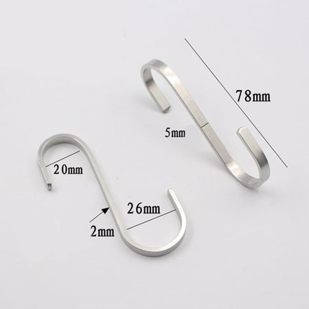 

10×S Hooks Flat Stainless Steel Hanger Kitchen Garage Garden Hanging Cloths