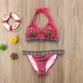 thumbnail image 2 of ITFABS Women's Deep V-neck Backless Lace-up Halter Bikini Tops with Bottoms, 2 of 8
