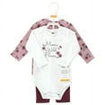 thumbnail image 2 of Hudson Baby Infant Girl Cotton Bodysuit and Pant Set, Plum Wildflower Long Sleeve, Preemie, 2 of 5