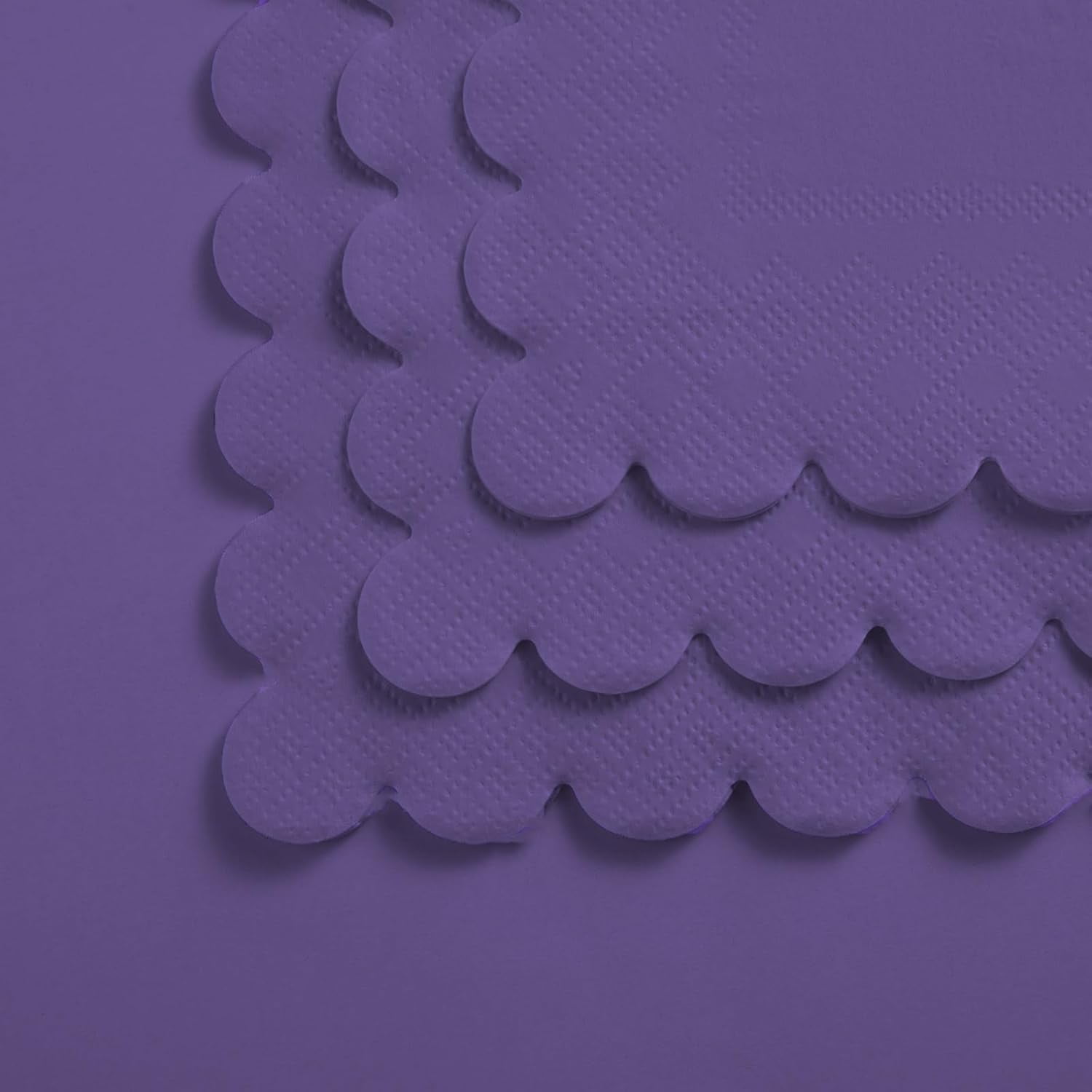 200 Pack Cocktail Napkin 2-Ply Scalloped Edged Dessert Napkins Folded 5 x 5 Inches Disposable Napkins for Dinner Wedding Birthday Party Bridal Anniversary Reception Event (Dark Purple)