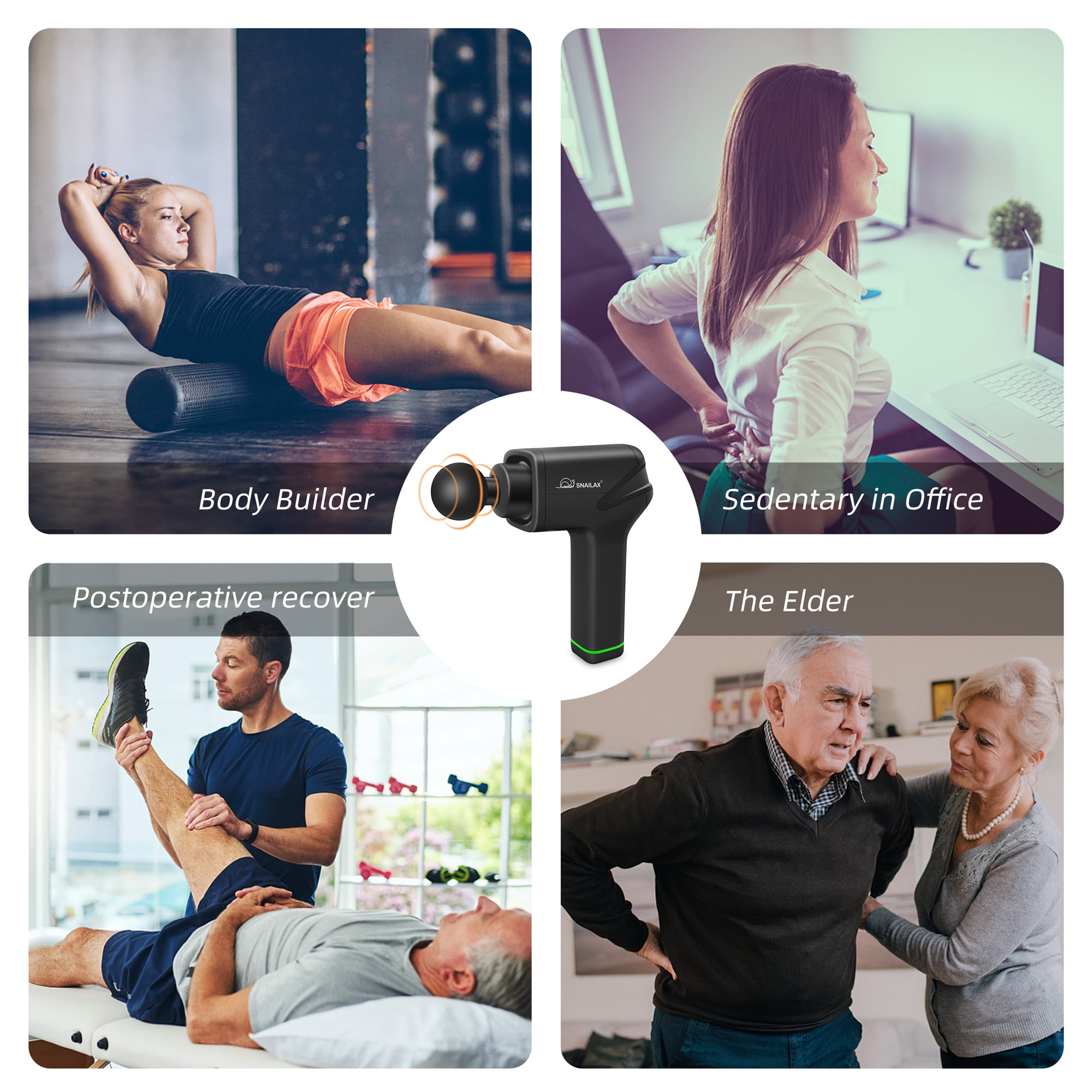Cordless Massage Gun with Deep Tissue, Snailax Massage Gun for Athletes for Pain Relief, Christmas Gifts