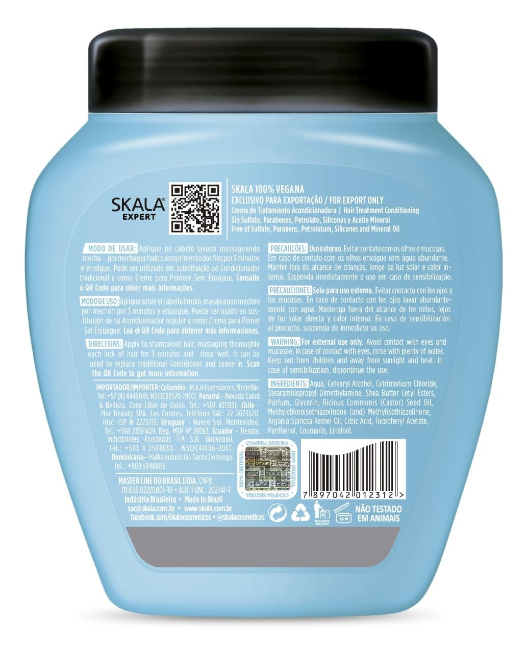 SKALA Hair Type 3ABC Mais Cachos - More Curls Eliminate Anti Frizz, For Curly Hair 2 in 1 Conditioning Treatment Cream and Cream To Comb - 35.2Oz