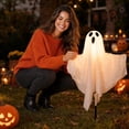 thumbnail image 4 of AZXY Halloween Decor Yard Stake Lights, 3 Pack White Polyester Ghost LED Pathway Lights, Battery Operated Waterproof Outdoor Lawn Ornament for Porch Flower Pot Halloween Garden Scene Decor, 4 of 6