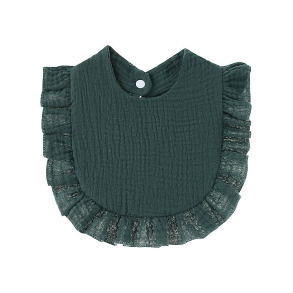 ZACPNCV Fashionable Solid Color Comfortable And Cute Pleated Newborn Bib For Boys And Girls Olive Green