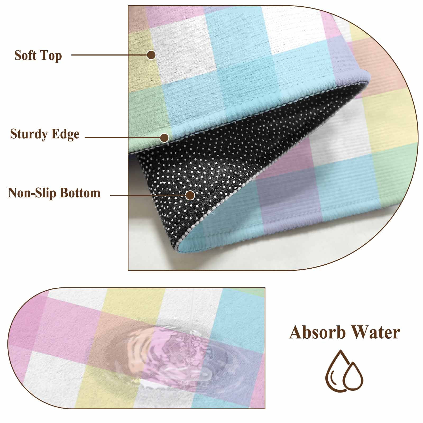 Easter Plaid Area Rugs 3'x5', Washable Small Throw Rugs for Living Room Bedroom, Spring Buffalo Plaid Simple Colorful Indoor Outdoor Rug Non-Slip Low Pile Carpet Runner Reversible Floor Mats