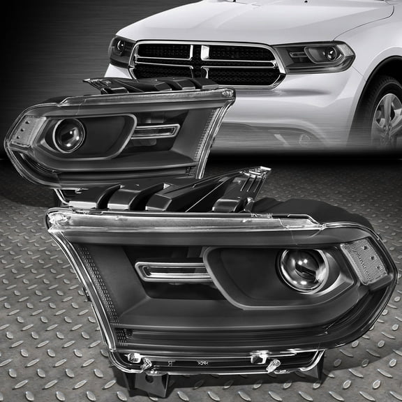 NUVISION for 14-20 Dodge Durango Black Housing Clear Corner Projector Headlight Head Lamp