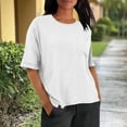 thumbnail image 2 of Horkkom Short Sleeve Shirts for Women Summer Crew Neck T Shirts Casual Solid Color Loose Basic Tees with Pocket S, 2 of 10