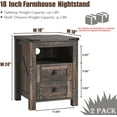 thumbnail image 7 of OKD Farmhouse Nightstand Set of 2 with Charging Station, 2-Drawer End Table, Dark Rustic Oak, 7 of 7