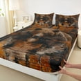thumbnail image 4 of Feelyou Rustic Brown Bear Twin Sheet Sets, Wooden Wildlife Twin Fitted Sheet, Countryside Animal Flat Sheet, Ultra Soft Bedroom Decor, 3pcs, 4 of 8