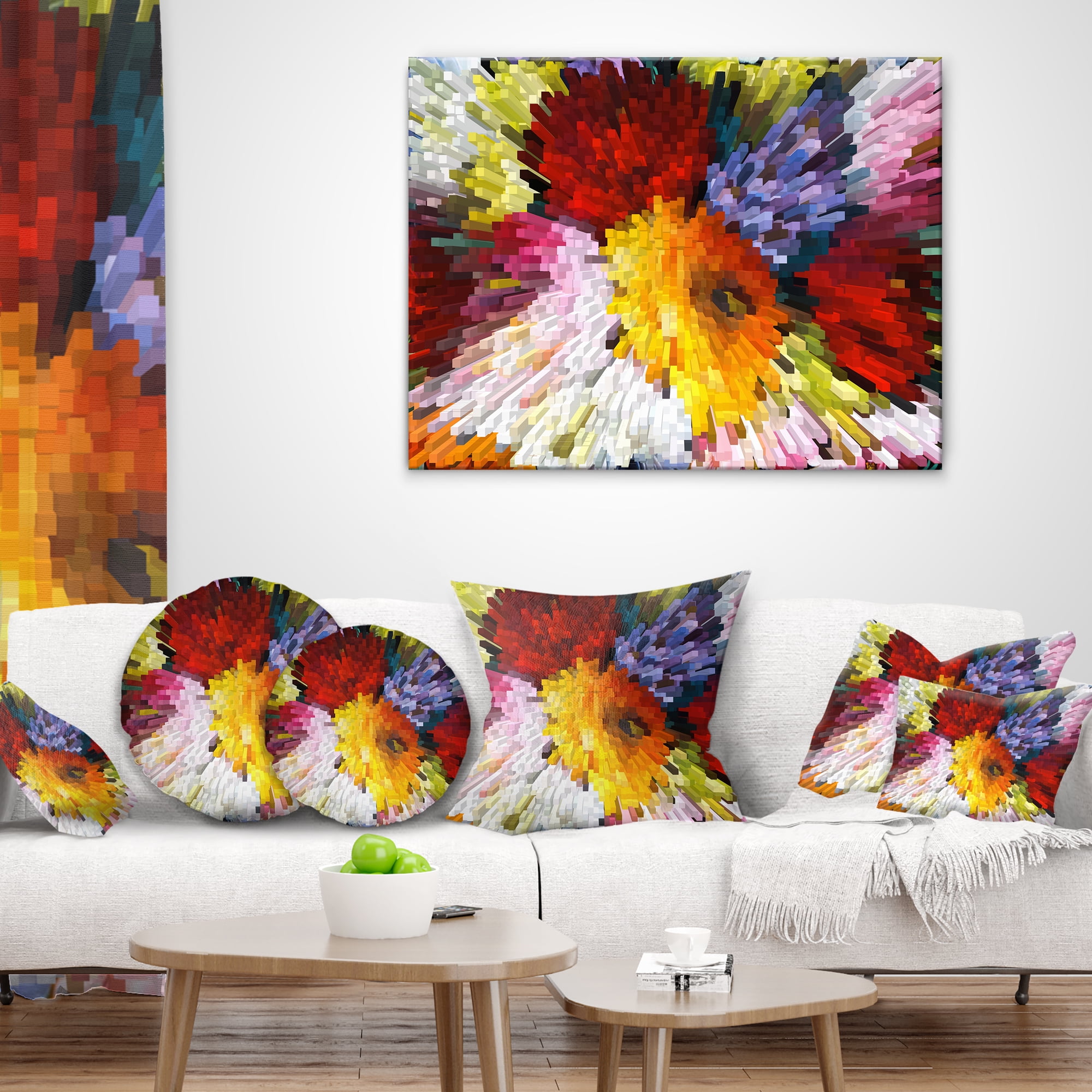 Designart Extrusive 3D Fabric Flowers - Floral Throw Pillow - 12x20