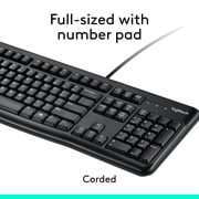 Logitech MK120 Wired Desktop Set, Keyboard/Mouse, USB, Black