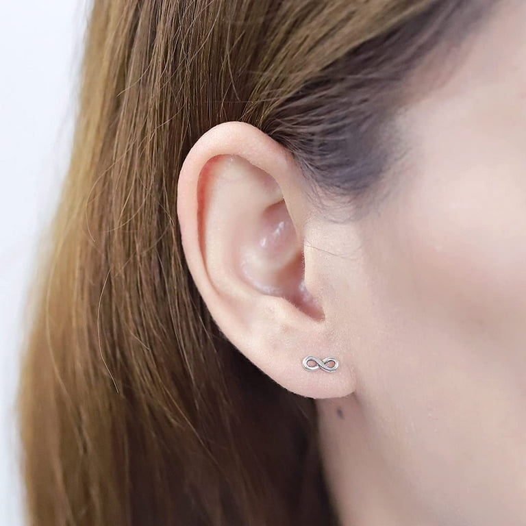 Silver infinity earrings studs discount