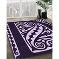thumbnail image 3 of Ahgly Company Machine Washable Indoor Round Transitional Deep Purple Area Rugs, 4' Round, 3 of 7