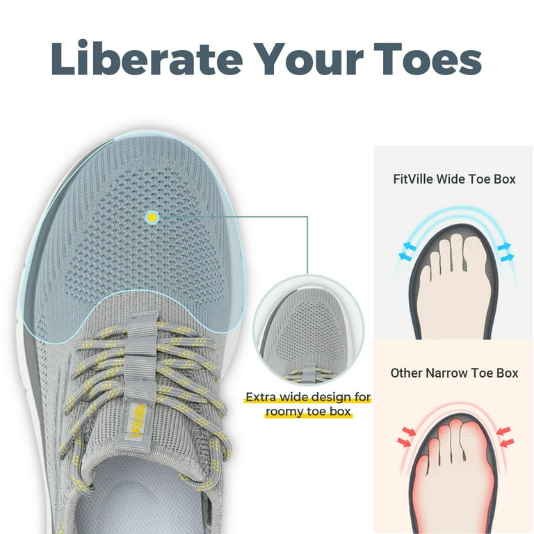 FitVille Mens Wide Walking Shoes Lightweight Athletic Shoes Hands