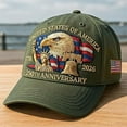 thumbnail image 3 of United States 250th Anniversary Hat, Adjustable Patriotic Embroidered Baseball Cap with Bald Eagle, 3 of 12