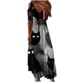 thumbnail image 1 of Vestido largo de manga corta de Halloween de encaje con cuello en V informal con estampado de verano para mujer a la moda Fridja bnh6170, 1 of 5
