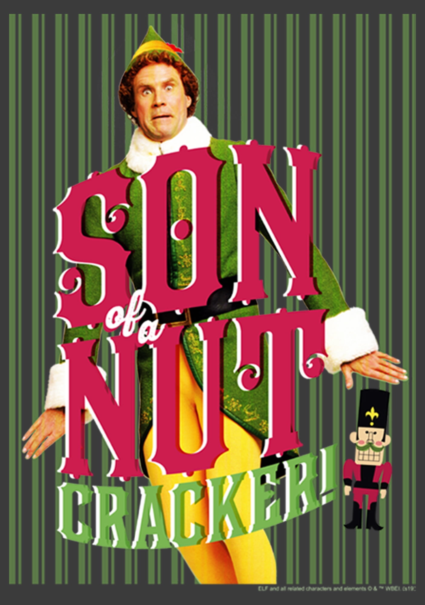 Men's Elf Buddy Son of a Nutcracker Pull Over Hoodie Charcoal Heather Small