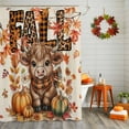thumbnail image 2 of Thanksgiving Highland Cow Shower Curtains for Bathroom, Fall Pumpkin Leaf Waterproof Fabric Shower Curtain for Bathroom Bathtub Decoration, Machine Washable, 54x"78", 2 of 9
