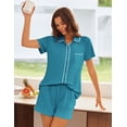 thumbnail image 4 of Ekouaer Womens Pajama Sets Button Down Lounge Set 2 Piece Loungewear Soft Sleepwear Short Sleeve Pjs with Pockets, 4 of 6