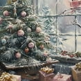 thumbnail image 6 of Orinice Christmas Tree Presents Bird Round Table Cover Stain Resistant Washable Indoor Outdoor Tablecloth Kitchen Dining Wedding Parties Cloth 100% Polyester Fiber Festive Decor 38-42, 6 of 8