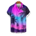 thumbnail image 3 of VBTAPA Men's Hawaiian Floral Shirts Big and Tall Button Down Short Sleeve Shirt Tropical Holiday Beach Shirts Holiday Sales Purple M, 3 of 6