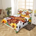 thumbnail image 6 of Highland Cow Sunflower Bedding Set King Adult Cow Print Duvet Cover Cowhide Cow Print Comforter Cover Wild Animal Bed Sets Western Decor Farmhouse Bull Cattle Bedspread Cover Bedroom Decor, 6 of 6