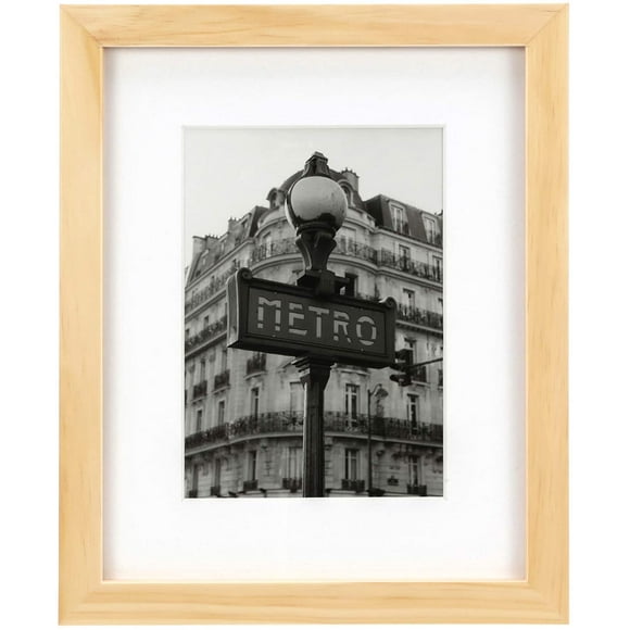 Tempered Glass 8x10 Picture Frame Solid Wooden Frame with Mats for 5x7 Photo Natural Wood Color Frames for Wall Mounting or Tabletop Mounting Hardware Included