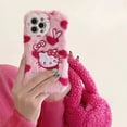 thumbnail image 3 of Funda de teléfono móvil de juguete de peluche de Hello Kitty, carcasa protectora Kawaii rosa, regalo para niña, otoño, invierno, rosa, Plushie, Iphone 13, 14, pro Max, nuevo, 3 of 3