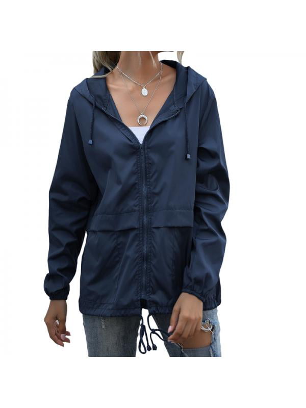 Waterproof Windbreaker for Women,Womens Lightweight Waterproof Rain Jackets Packable Outdoor Hooded Raincoat
