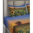 thumbnail image 2 of Ambesonne Sunflower Fitted & Top Sheet Set with Shams, Flower Field at Sunset, Multicolor, 2 of 4