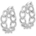 thumbnail image 2 of Gold 14k White Polished Cable Link Circle Hoop Earrings - 21.4mm- Made In Italy, 2 of 5