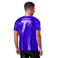 thumbnail image 2 of CHICTRY Men's Metallic Short Sleeve T Shirts Modern Jazz Hiphop Disco Ballroom Tank Top Club Dancewear Royal Blue S, 2 of 3