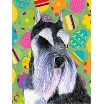 Schnauzer Easter Eggtravaganza House Size Canvas Flag - 28 x 40 in.