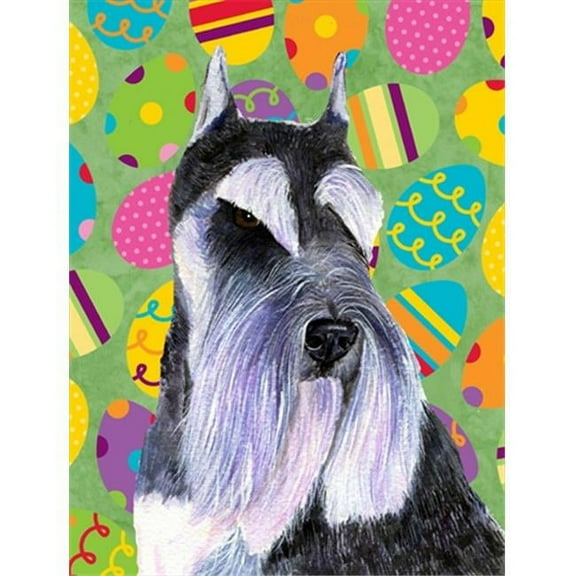 Schnauzer Easter Eggtravaganza House Size Canvas Flag - 28 x 40 in.