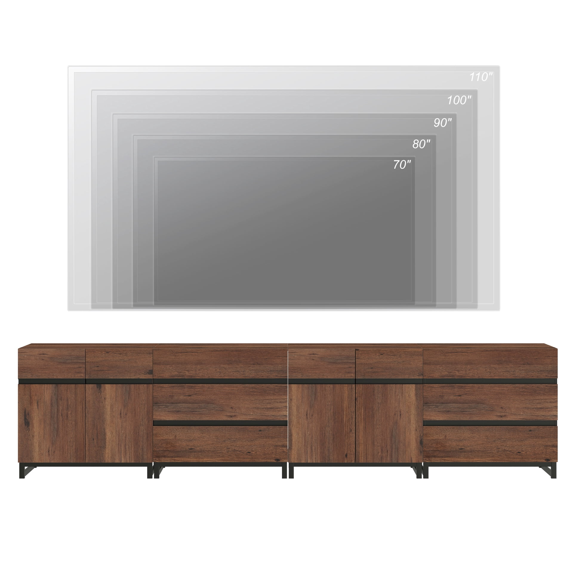 Modern TV Stand For Tvs Up To 120 Inches, 4-In-1 Entertainment Console With 6 Drawers And Adjustable Shelves, Media Cabinet For Living Room Or Bedroom,Brown