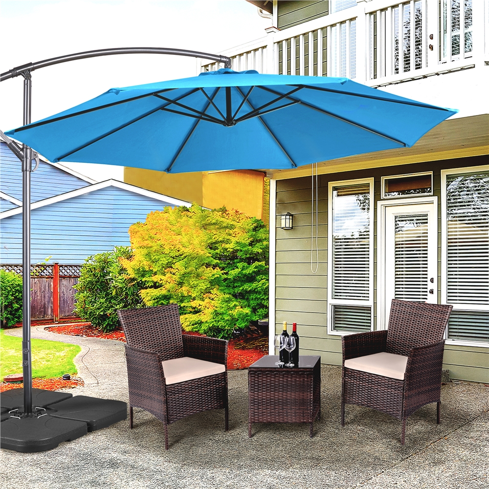 Renwick 10ft Offset Cantilever Patio Hanging Umbrella, Sky Blue