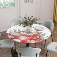 thumbnail image 2 of Valentine's Day Fitted Tablecloth with Elastic Edged, Round Table Cloth for Dining Table, Eucalyptus Leaves Coffee Gifts Waterproof Oil Proof Table Cover for Indoor Outdoor 45"-54", 2 of 8
