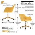 thumbnail image 5 of Home Office Chair, Desk Chair with 360° Swivel and Adjustable Height, Rolling Chair with Gold Metal Legs and Universal Wheels for Indoor, Computer Chair for Office, Bedroom, Living Room, Yellow, 5 of 7