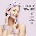 thumbnail image 4 of Headbands and Wristbands Set for Washing Face, Spa, Skincare, Gift for Women and Girls, with Powder Puffs, Pink, 4 of 6