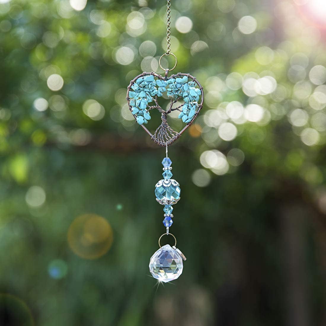 H&D HYALINE & DORA Sun Catcher Crystal Tree of Life Rainbow Maker Drops  Hang for Window, Home Decor, Car Charms