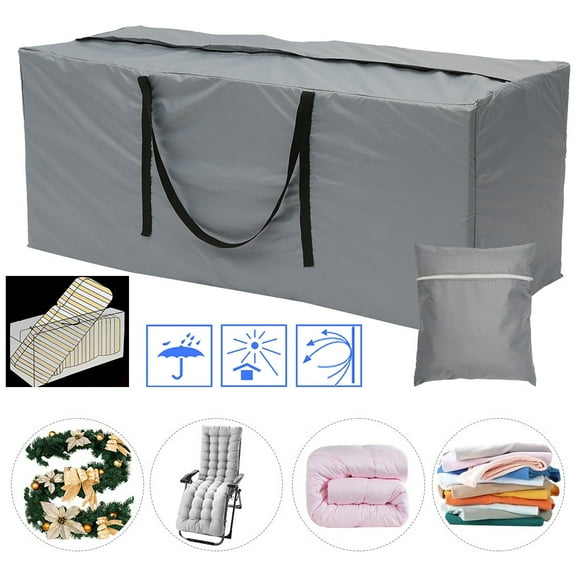Fznkrag Furniture Cushion Storage Bag Furniture Cover Outdoor Garden Waterproof Rectangular Cushion Cover Storage Bag, Protective Zipper with Durable Handles