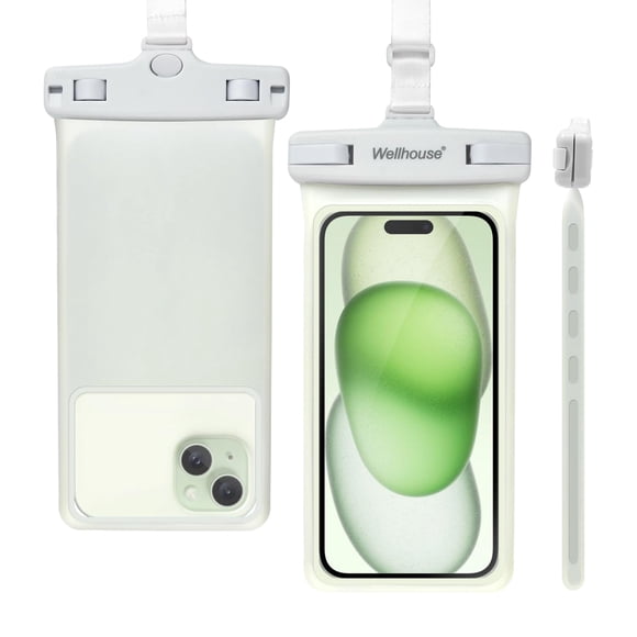 Funda impermeable para teléfono Wellhouse de 7 pulgadas, IPX8, blanca luminosa